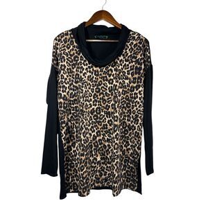 C Wonder  tunic animal print  blouse size S‎ Women Long Sleeve